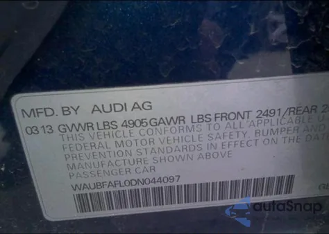 2013 Audi A4 2.0T Qua Premium z USA, uszkodzony, nr VIN WAUBFAFL0DN044097